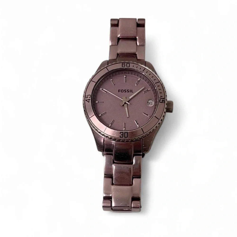 Fossil Stella Purple Silvertone Watch ES2903